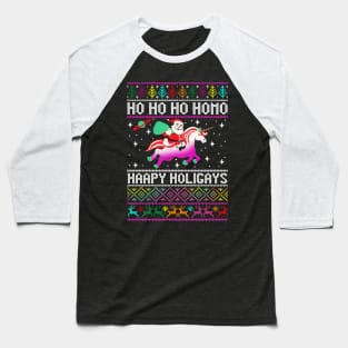 Ho Ho Ho Happy Hologays Funny Christmas LGBT Baseball T-Shirt